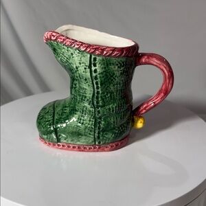 MPD 1995 Boot Shaped Ceramic Pitcher Vintage Holiday